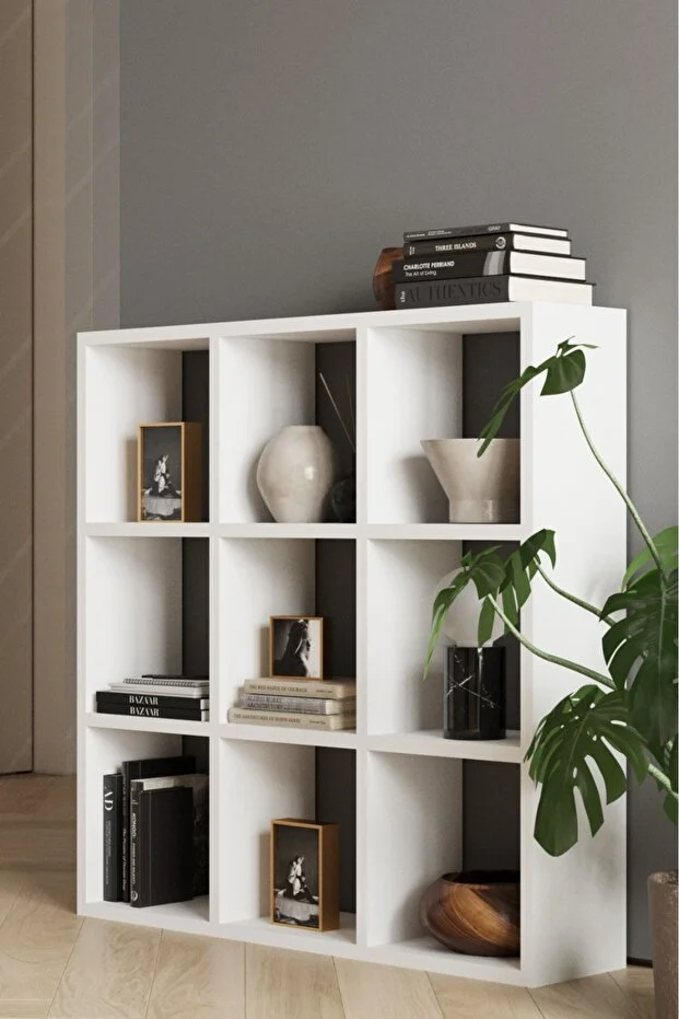 CLASSY 9 RAFLI KARE KİTAPLIK BEYAZ